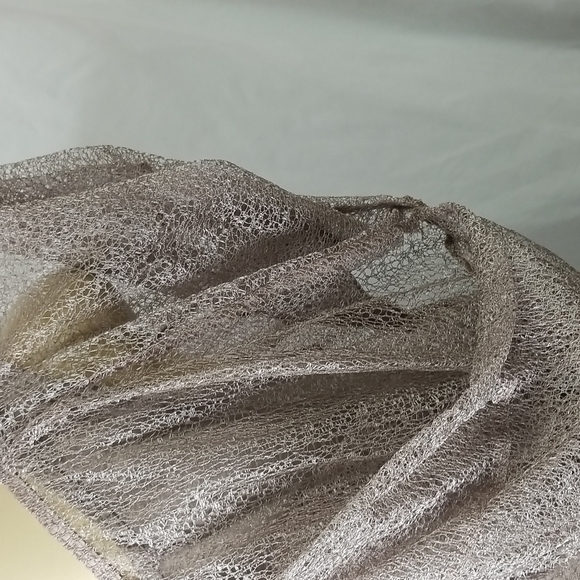 TOP SHOP TAUPE LACE CROP TOP WITH RUFFLED SLEEVES SIZE 6 ZIPPER BACK - Picture 5 of 8